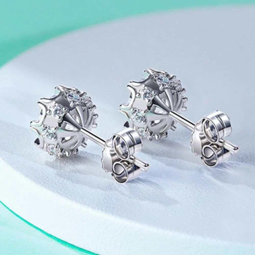 Certified 2ct. t.w. Moissanite Diamond Round Stud Earrings NEW A